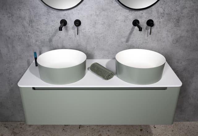 THIN umywalka nablatowa Ø38 cm, verde/biały mat