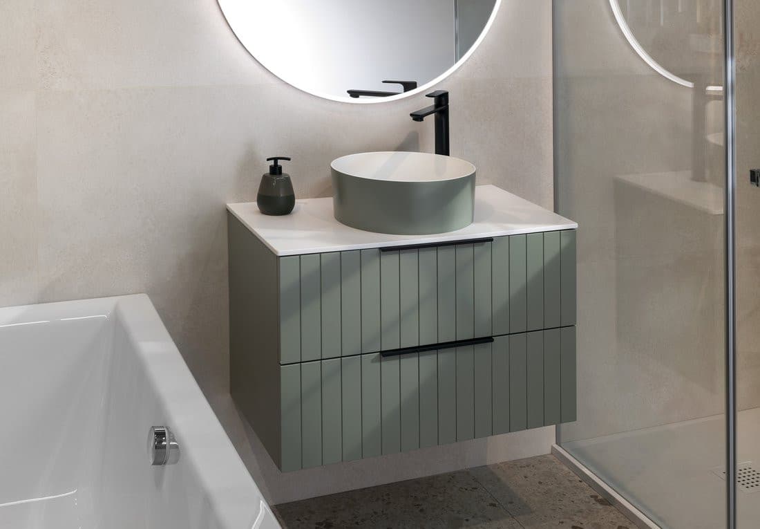 THIN umywalka nablatowa Ø38 cm, verde/biały mat