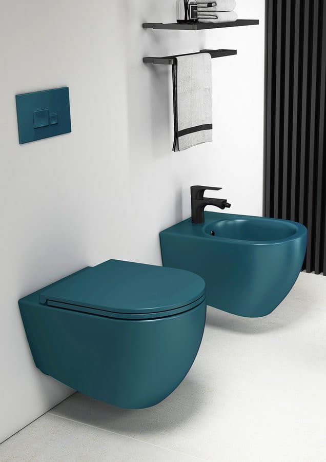 INFINITY miska WC wisząca, Rimless, 36,5x53cm, petrol mat