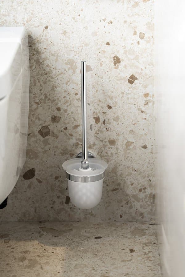 LARISSA szczotka do WC, skło mleczne, chrom