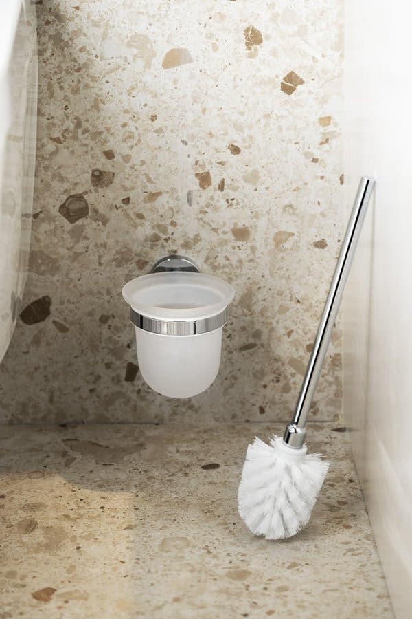 LARISSA szczotka do WC, skło mleczne, chrom