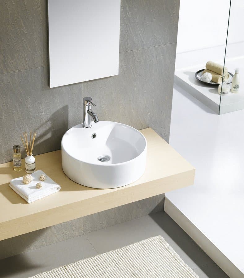 YAKARTA umywalka ceramiczna nablatowa Ø 46 cm, biała