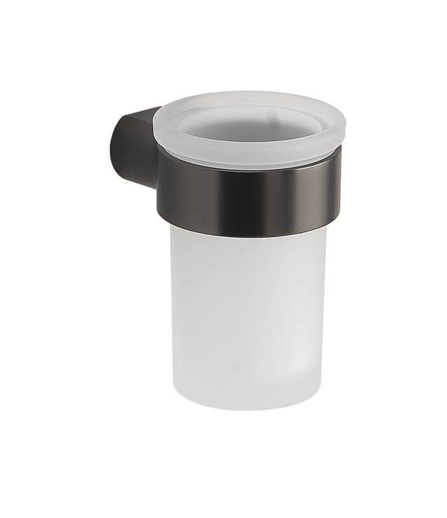 PIRENEI kubek, szkło mleczne, gun metal