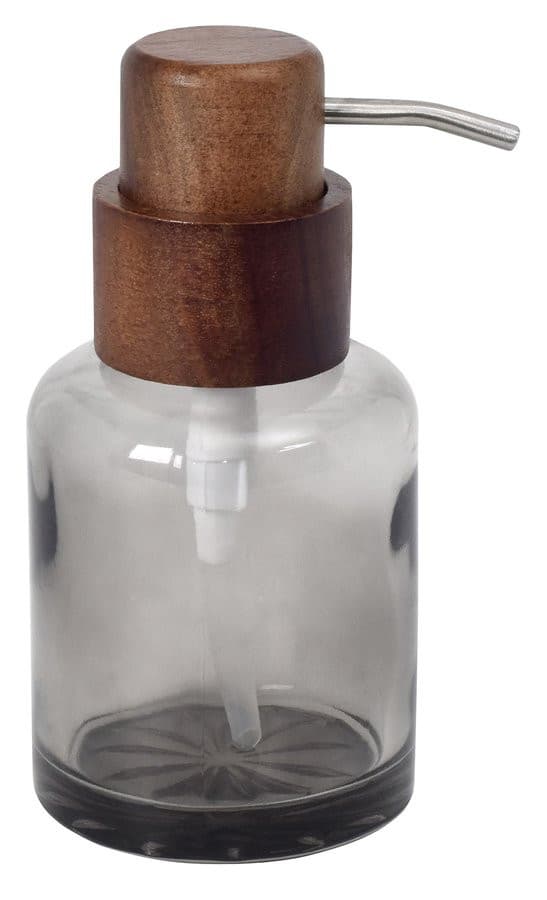 FIGO dozownik mydła 300ml, szkło dymione/drewno