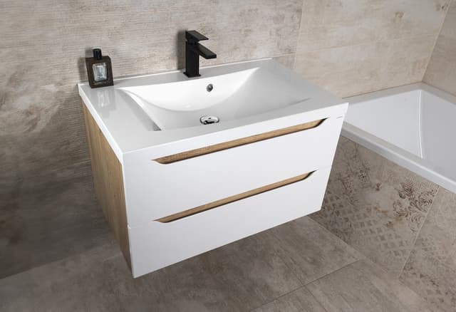 WAVE szafka umywalkowa 79,7x45x47,8cm, biała/dąb cuneo