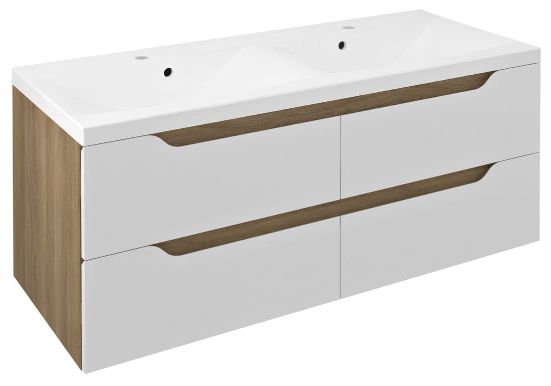 WAVE szafka umywalkowa 119,7x50x47,8cm, biała/dąb cuneo