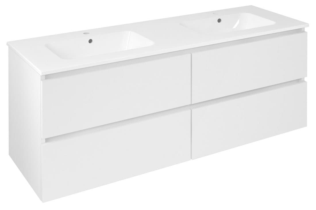 EZARA szafka pod umywalkę 140x55x46cm, biały połysk