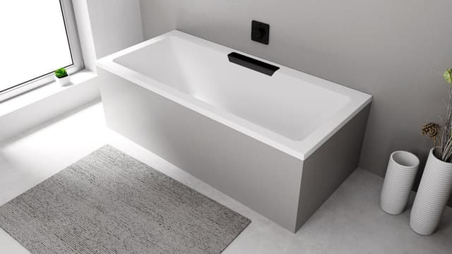 CASCATA wanna prostokątna 185x85x45cm, kaskada czarna