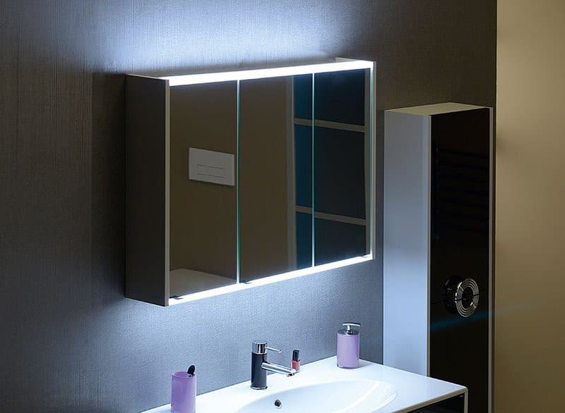 BATU szafka z lustrem 2x LED, 100x71x15cm, biały