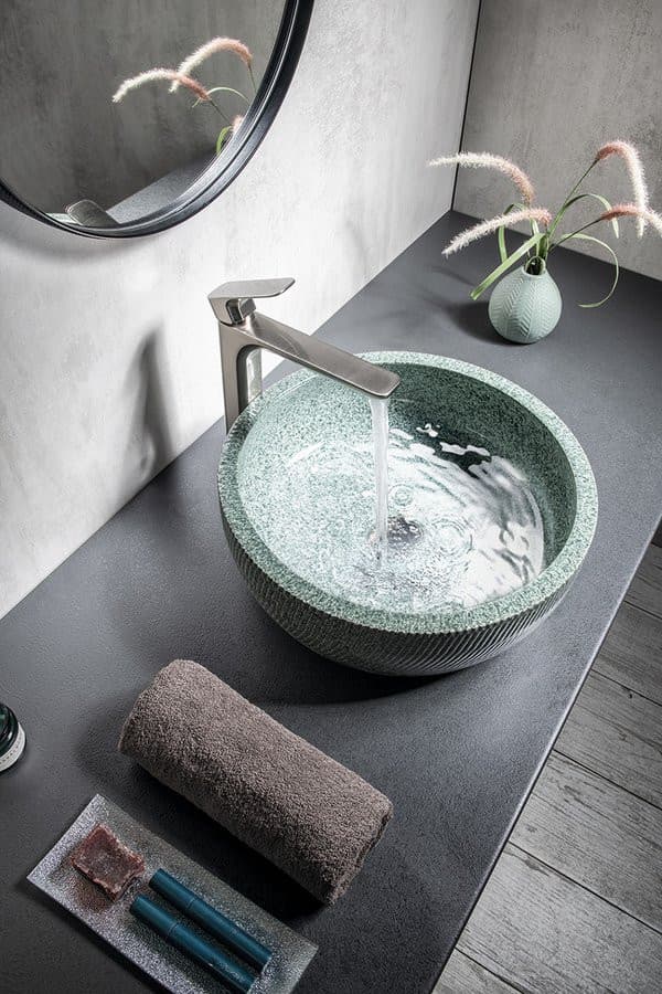 PRIORI umywalka ceramiczna nablatowa Ø 42 cm, zielony