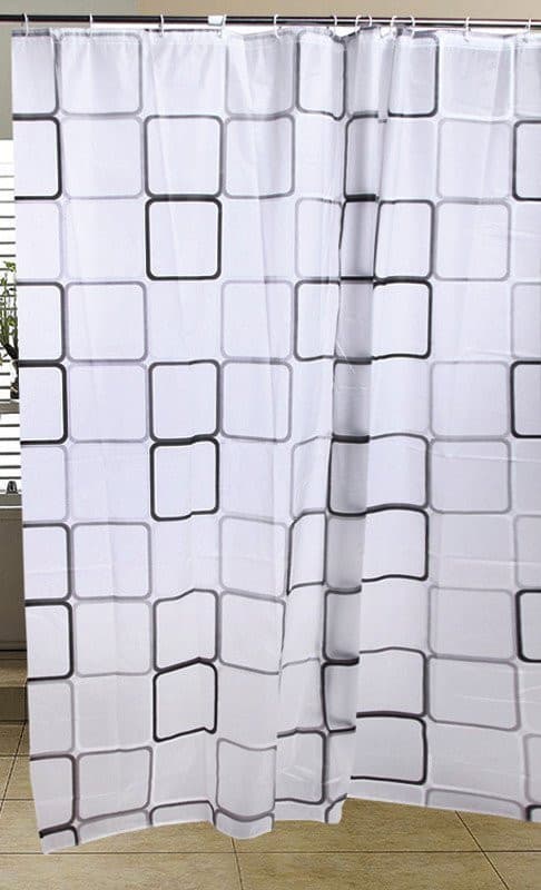 Zasłonka prysznicowa 180x180cm, winyl, kraciasta