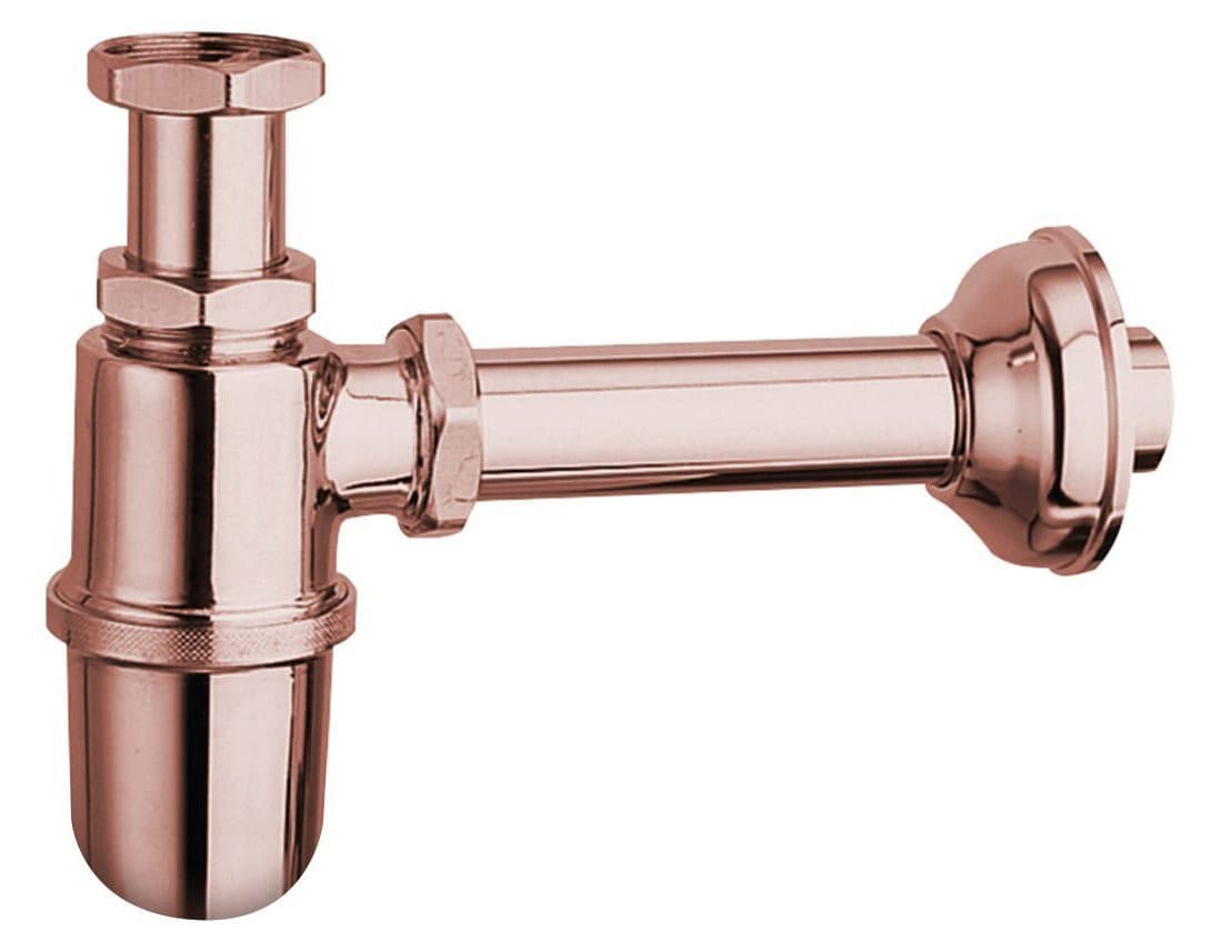 RETRO Syfon umywalkowy 5/4&quot;, odpływ 32mm, różowe złoto