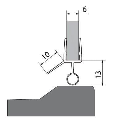 Uszczelka dolna do  drzwi prysznicowych, szkło 6mm, 1000 mm