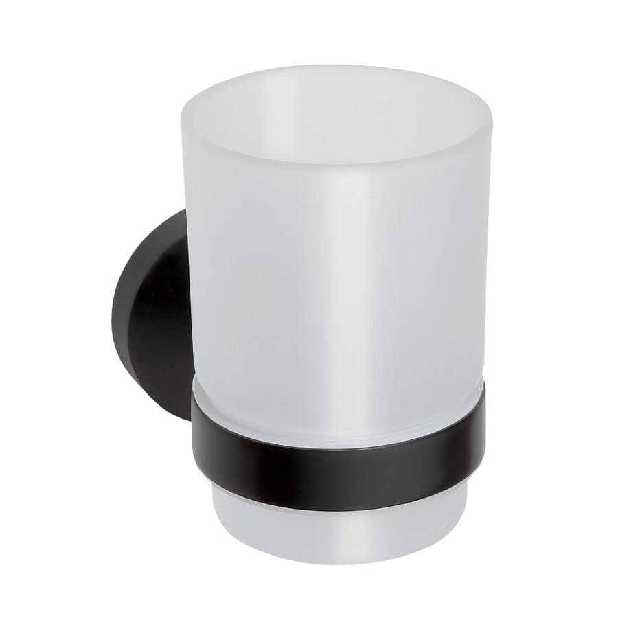 X-ROUND BLACK wisząci kubek, szkło mleczne, czarny mat