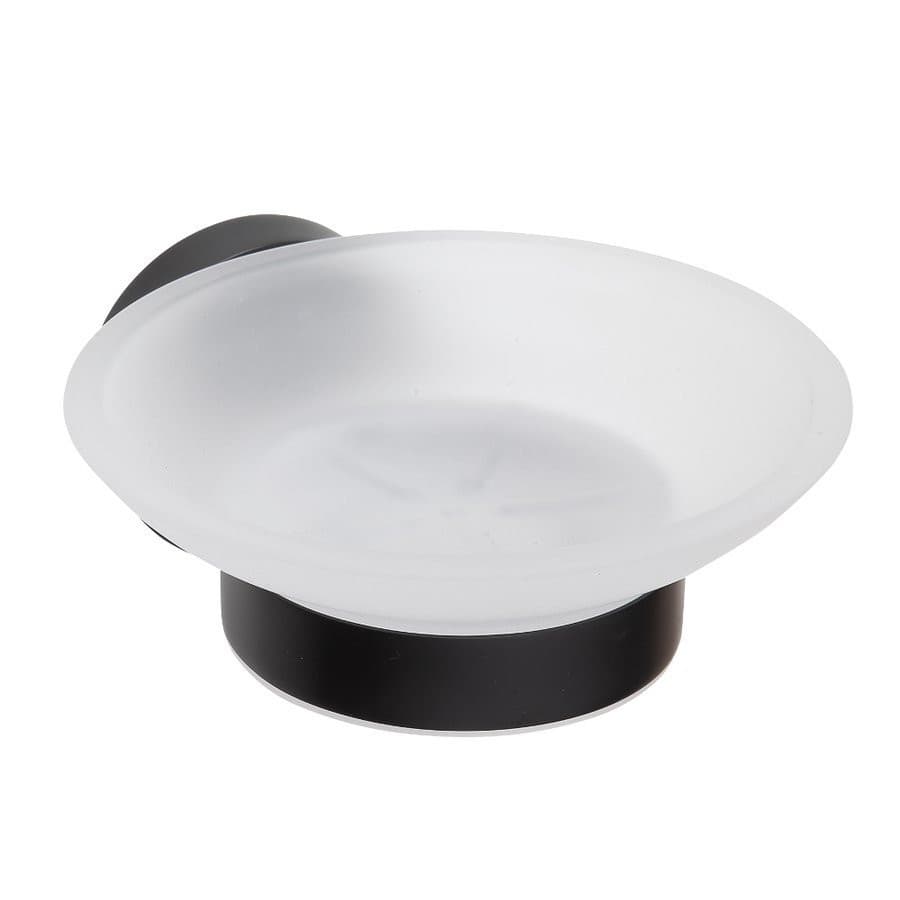 X-ROUND BLACK mydelniczka, szkło mleczne, czarny mat