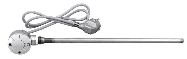 Grzałka z termostatem, kabel prosty, 600 W, chrom