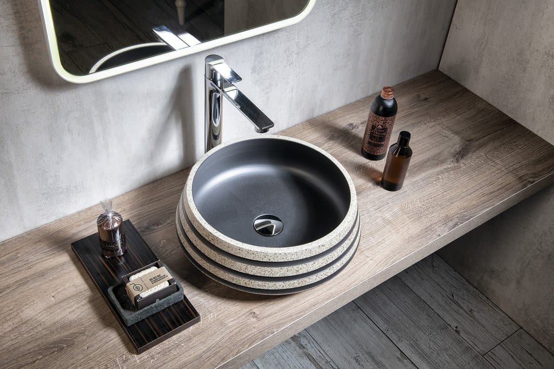 PRIORI umywalka ceramiczna nablatowa Ø 41cm, czarny/kamień