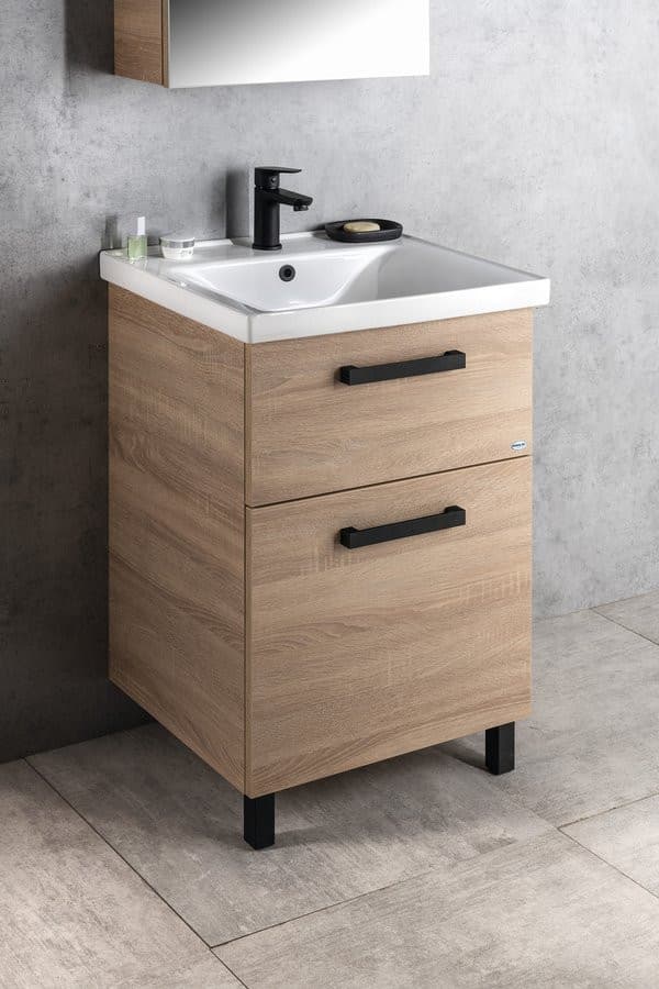 VEGA szafka umywalkowa 51,5x72,6x43,6cm, 2 szuflady, dąb platin