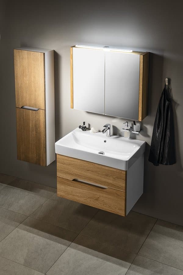 MEDIENA szafka umywalkowa 76x51x48,5cm, biały mat/dąb natural