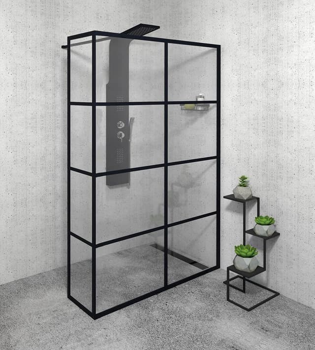 CURE BLACK walk-in 1400 mm, szkło czyste