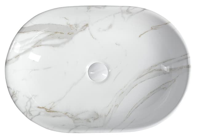 DALMA umywalka ceramiczna nablatowa 59x42 cm, carrara