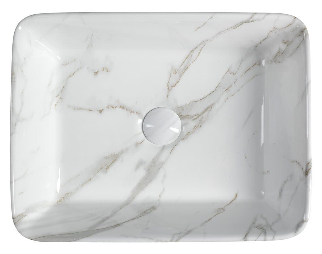 DALMA umywalka ceramiczna nablatowa 48x38 cm, carrara