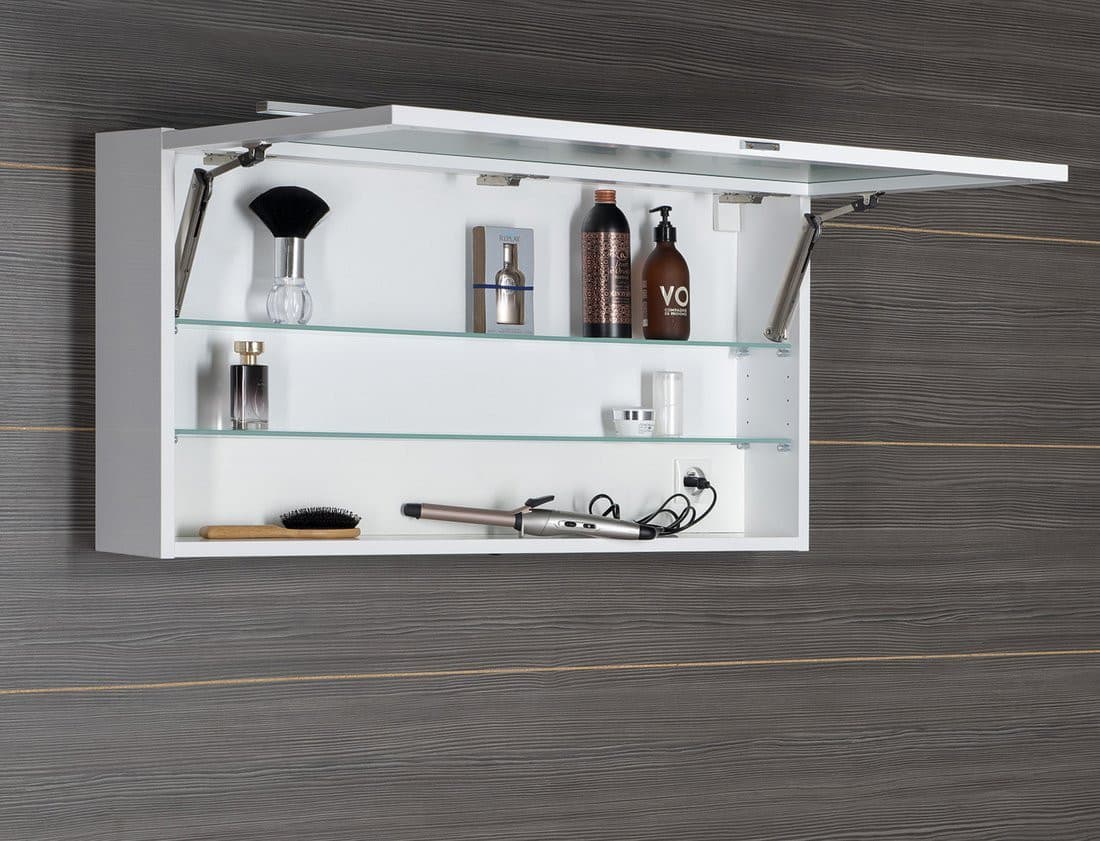 CLOE szafka z lustrem z oświetleniem LED, 100x50x18cm, biała