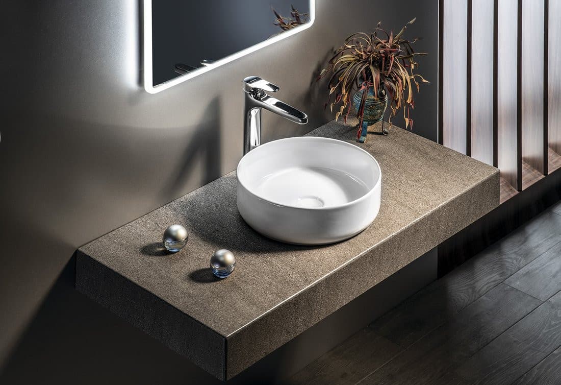 INFINITY ROUND umywalka ceramiczna nablatowa, Ø36cm, biała