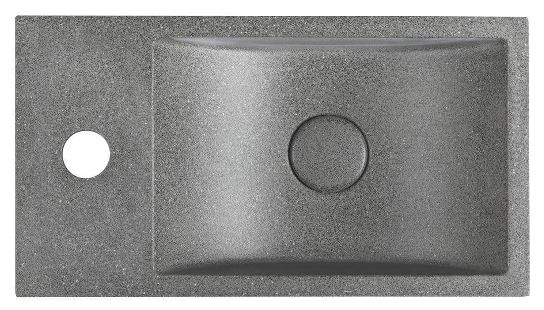 CREST L umywalka betonowa z odpływem, 40x22cm, czrany granit