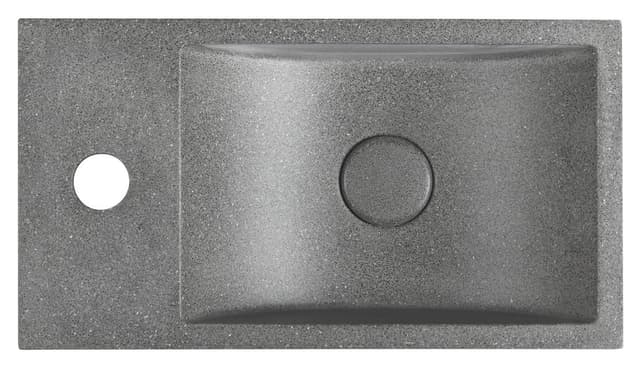 CREST L umywalka betonowa z odpływem, 40x22cm, czrany granit