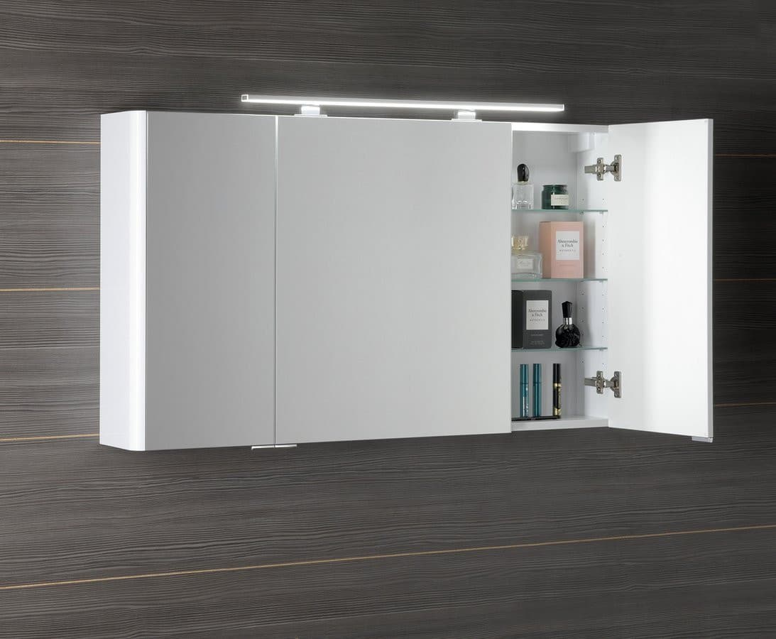 LUCIE szafka z lustrem z oświetleniem LED, 126x70x17cm, biała