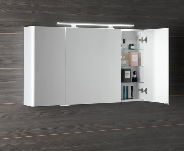 LUCIE szafka z lustrem z oświetleniem LED, 126x70x17cm, biała