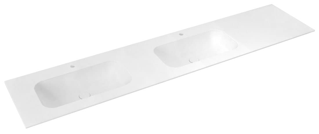 ARUBA umywalka podwójna lewa, 220x51,5 cm, Rockstone biały mat