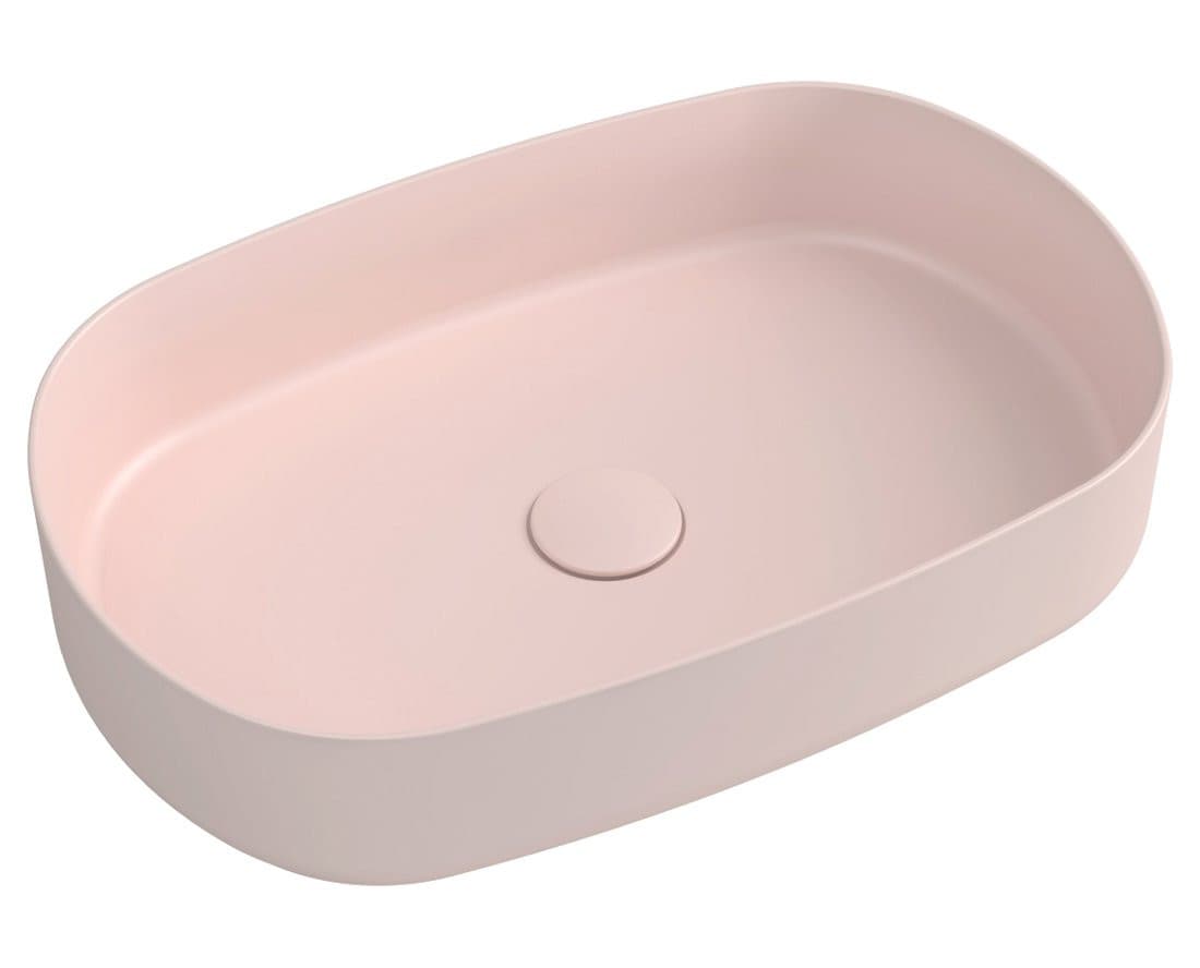 INFINITY OVAL umywalka ceramiczna nablatowa, 55x36cm, salmon
