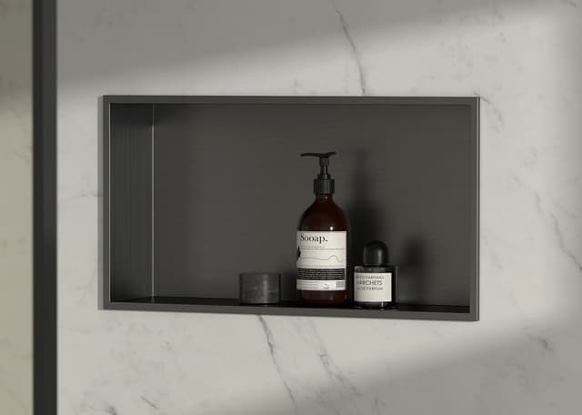 DENBO półka wpuszczana, 510x270mm, stal nierdzewna, gun metal