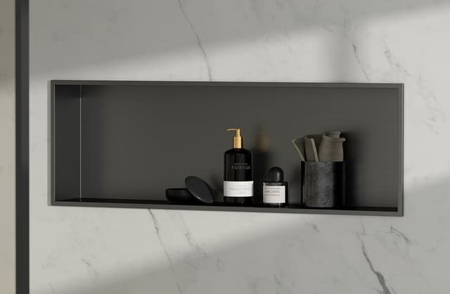 DENBO półka wpuszczana, 810x270mm, stal nierdzewna, gun metal