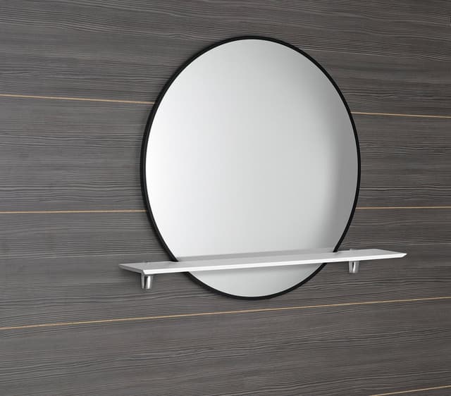 SHARON lustro z oświetleniem LED Ø 80cm, półką, czarny mat