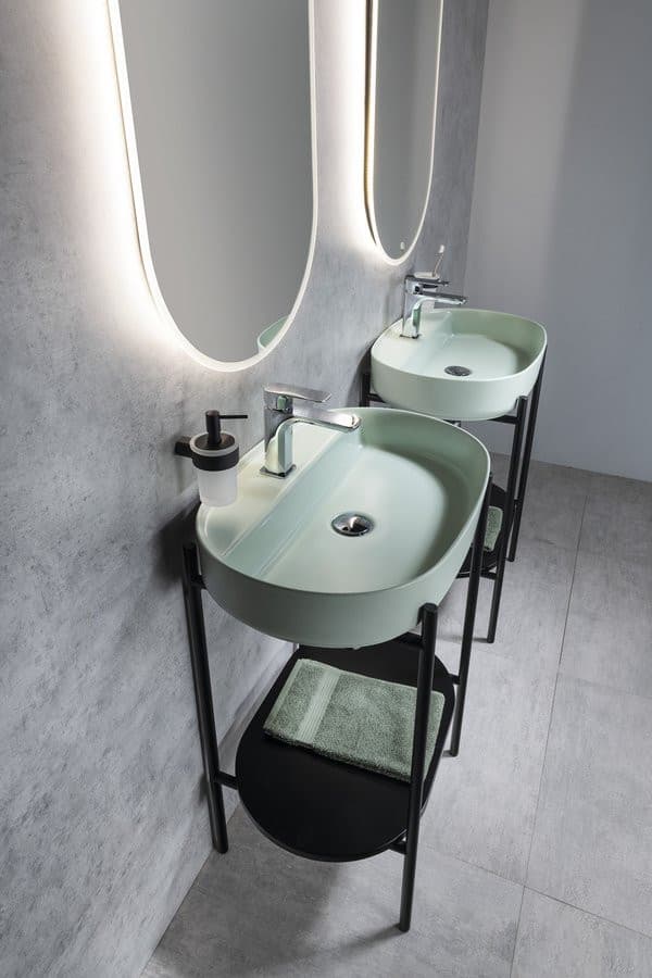 INFINITY OVAL umywalka ceramiczna nablatowa, 60x40cm, mint