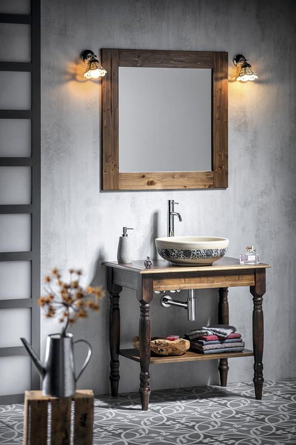 BRAND lustro w drewnianej ramie 80x80cm, świerk bejcowany