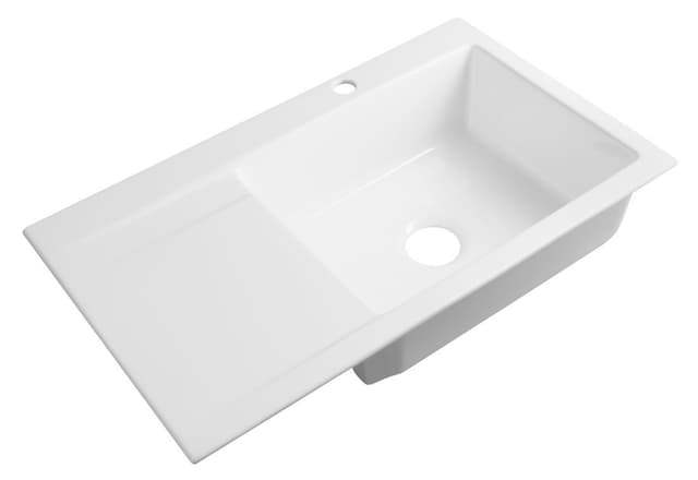 AVORIA zlewozmywak ceramiczny z ociekaczem, 86x51cm, biały