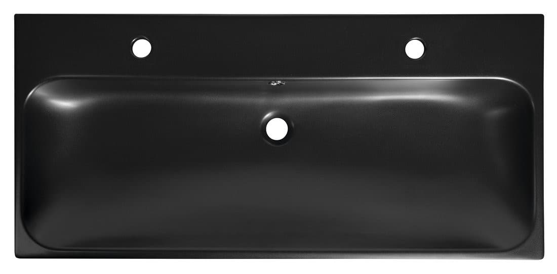 TORIDI umywalka ceramiczna podwójna 101x46,5cm, czarny mat