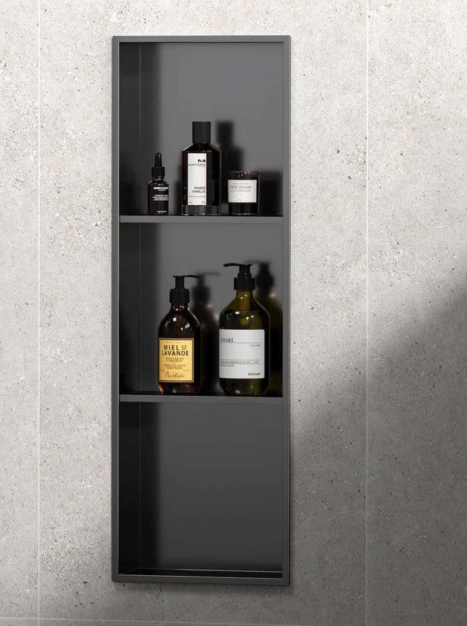 DENBO półka wpuszczana, 270x810mm, stal nierdzewna, gun metal