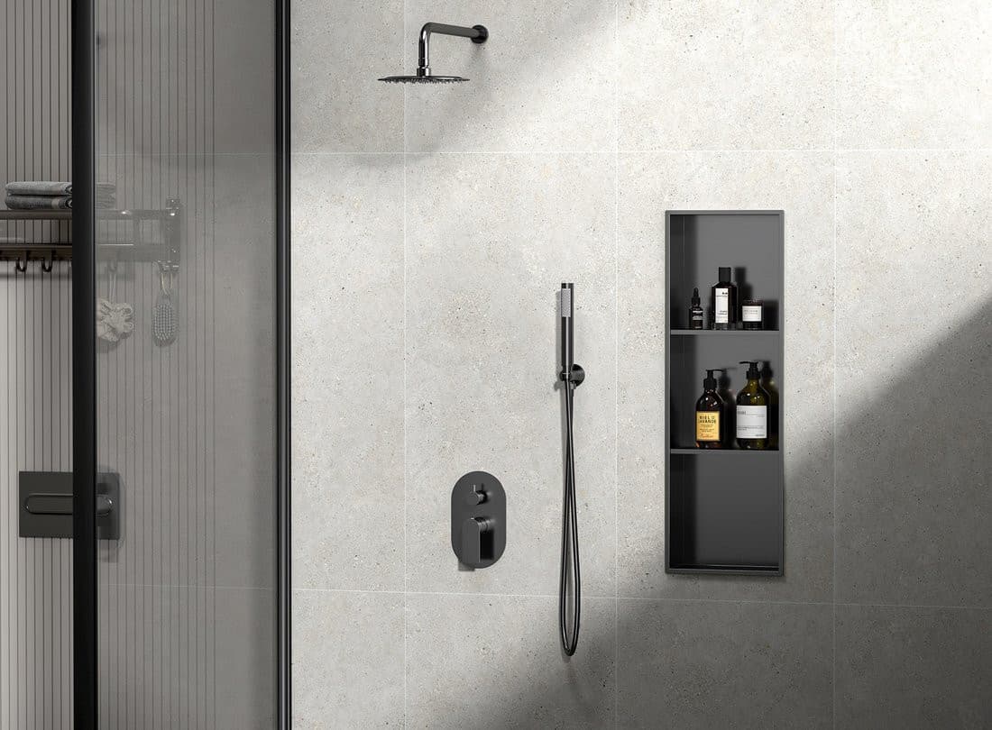 DENBO półka wpuszczana, 270x810mm, stal nierdzewna, gun metal