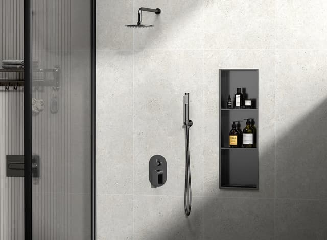 DENBO półka wpuszczana, 270x810mm, stal nierdzewna, gun metal