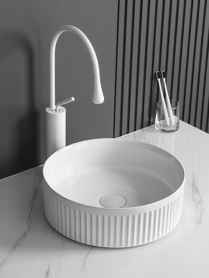 PICOBELLO umywalka ceramiczna nablatowa średnica 37cm, biały