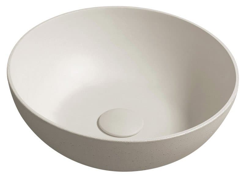 FORMIGO umywalka betonowa nablatowa, średnica 39cm, piaskowy