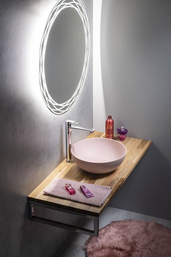 FORMIGO umywalka betonowa nablatowa, średnica 39cm, różowy