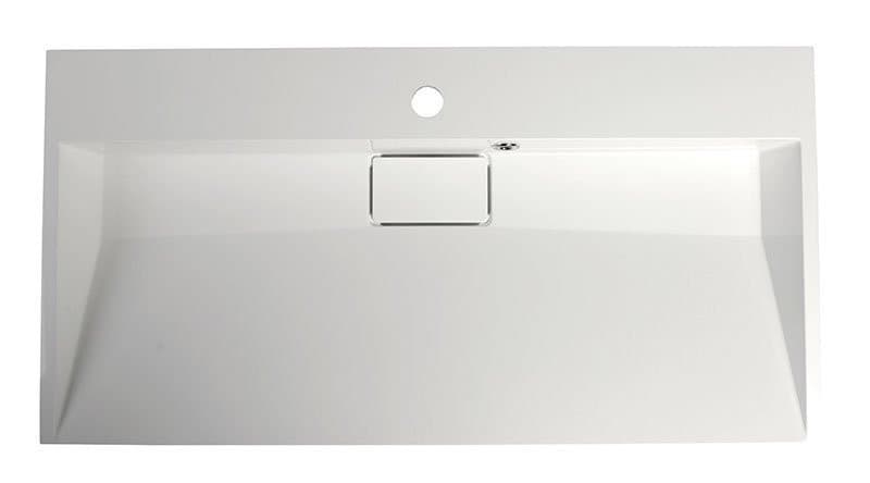 AMUR umywalka kompozytowa z pokrywą odpływu 90x46cm, biały