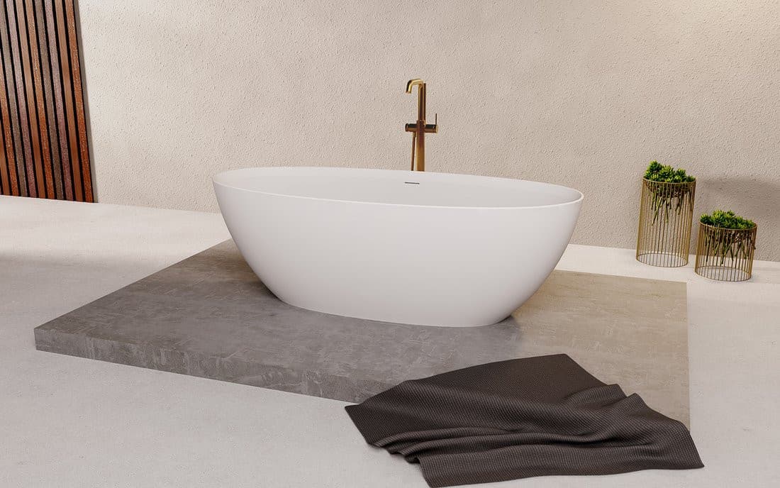 NOYA wanna wolnostojąca 170x76x56cm, solid surface, biały mat