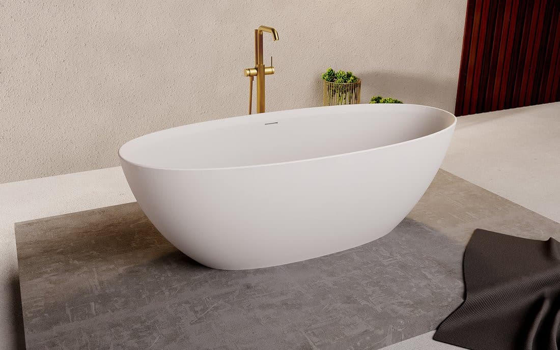 NOYA wanna wolnostojąca 170x76x56cm, solid surface, biały mat